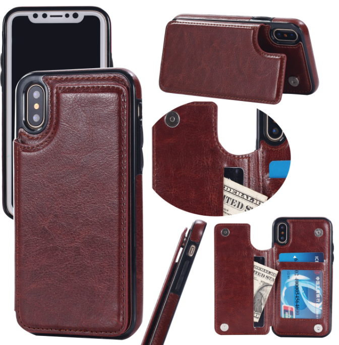 Card Holder Flip Phone Case for iPhone 8 & Samsung S8+